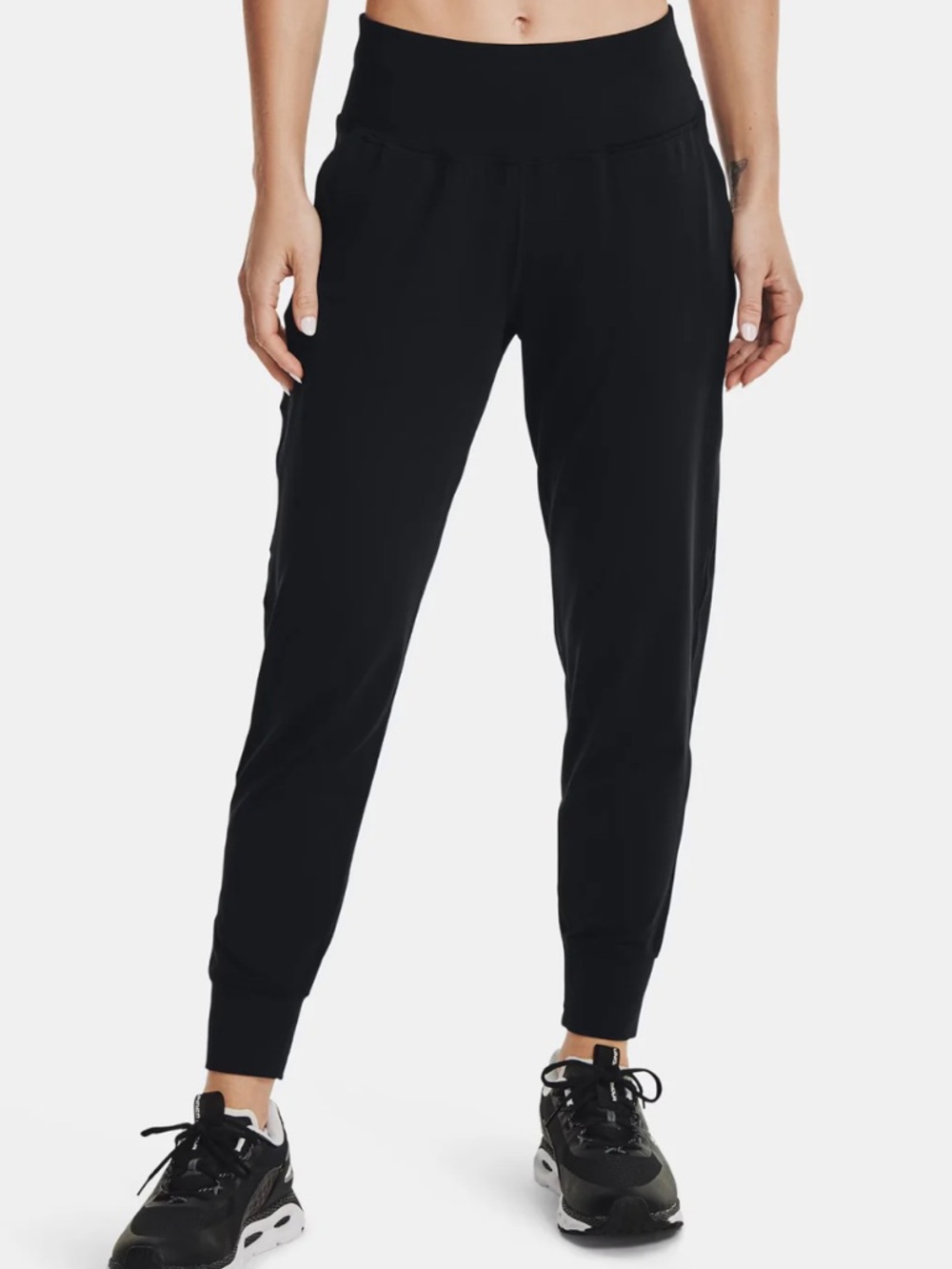 Under Armour Sz M Black High-Rise Meridian Loose Fit Joggers w/ Side Pockets